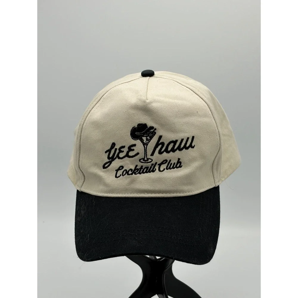 Yeehaw Cocktail Club‎ Baseball Cap Snapback hat Crème Beige Black